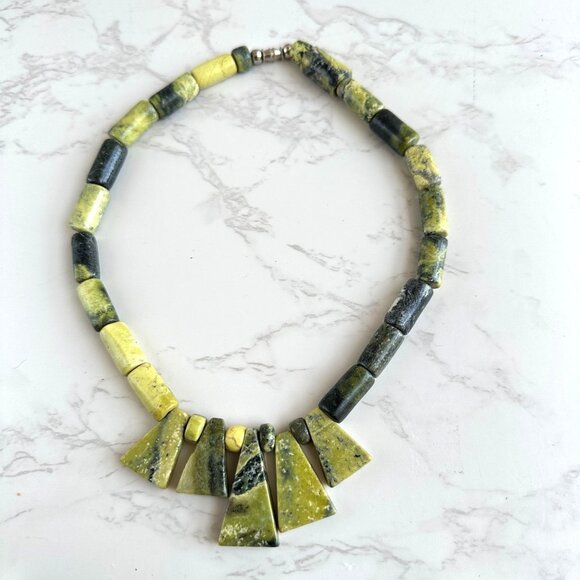 Green Tourmaline Drop Necklace 17" - Picture 6 of 10